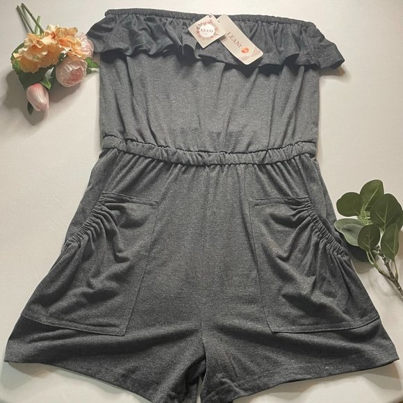 Leani Gray Strapless Romper with pockets!!!- Size Small - Picture 2 of 4